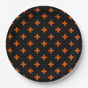 Assiettes En Carton Polka orange croise sur noir