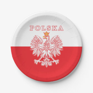 Assiettes En Carton Polska avec le polonais Eagle de rouge