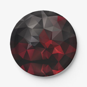Assiettes En Carton Polygonal, noir et rouge