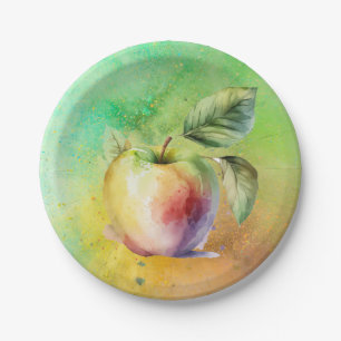 Assiettes En Carton pomme aquarelle