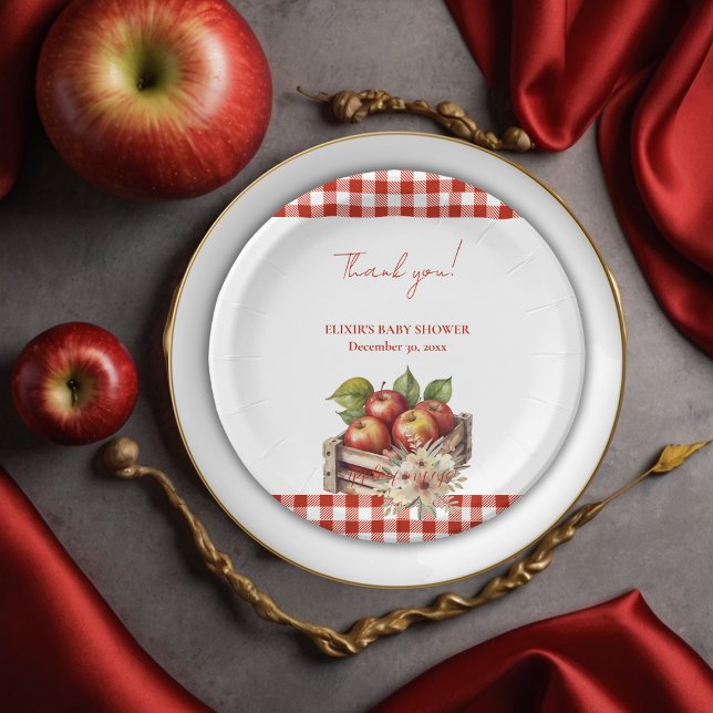 Assiettes En Carton Pomme de mon oeil Baby shower Red Orchard (Créateur téléchargé)