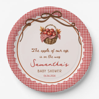 Assiettes En Carton Pomme De Nos Yeux Fête De Bébé D'automne à carreau