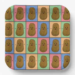 Assiettes En Carton Pomme de terre de style Pop Art