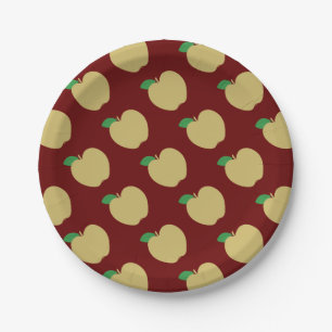 Assiettes En Carton Pomme d'or en rouge