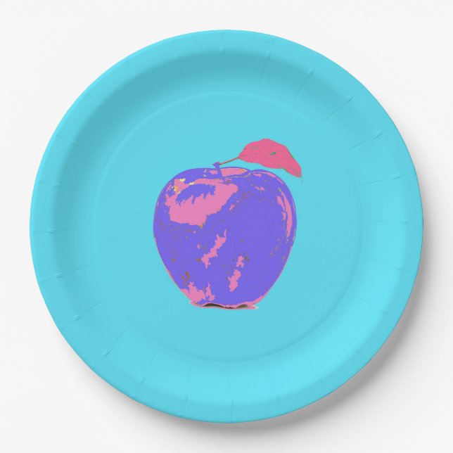 Assiettes En Carton Pomme violette Pop Art (Devant)