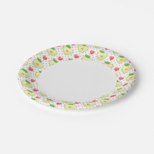 Assiettes En Carton Pommes cardiaques avec Pois roses et coeurs