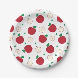 Assiettes En Carton Pommes rouges et pommes à demi