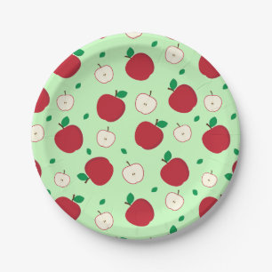 Assiettes En Carton Pommes rouges et tôles en papier demi-pommes