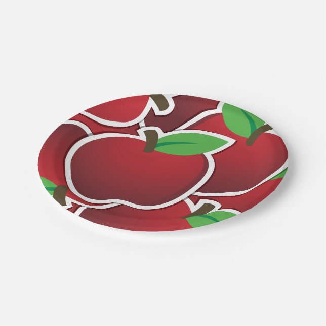 Assiettes En Carton Pommes rouges funky (Angle)