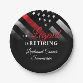 Assiettes En Carton Pompier Retraite Ligne Rouge Flag Flaman