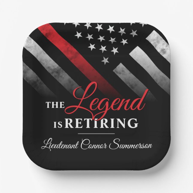 Assiettes En Carton Pompier Retraite Service d'incendie Parti (Recto)