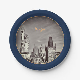 Assiettes En Carton Pont Prague & Charles, Christ, Château / Czechia