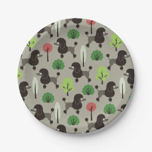 Assiettes En Carton Poodle dans le parc