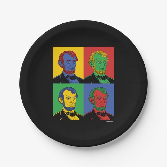 Assiettes En Carton Pop Art Abraham Lincoln (Devant)