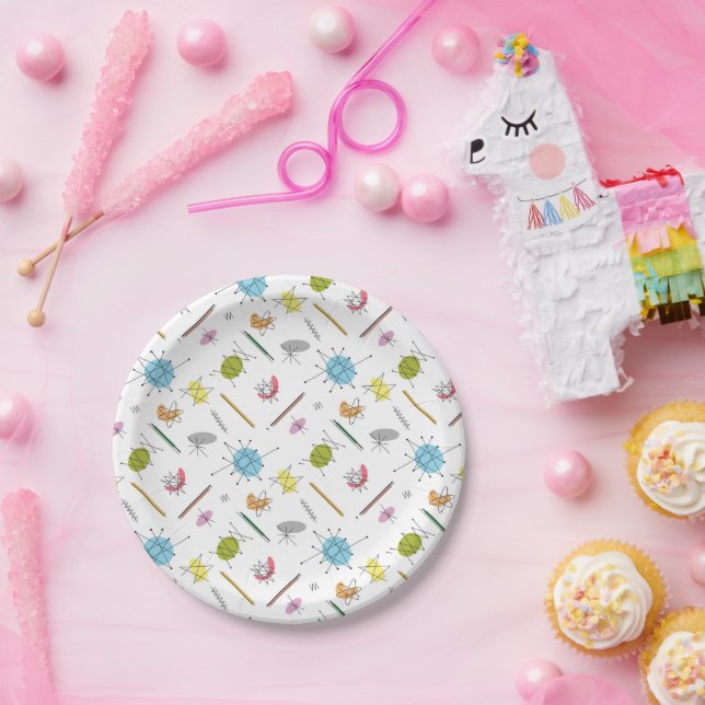 Assiettes En Carton Pop atomique (Fête)