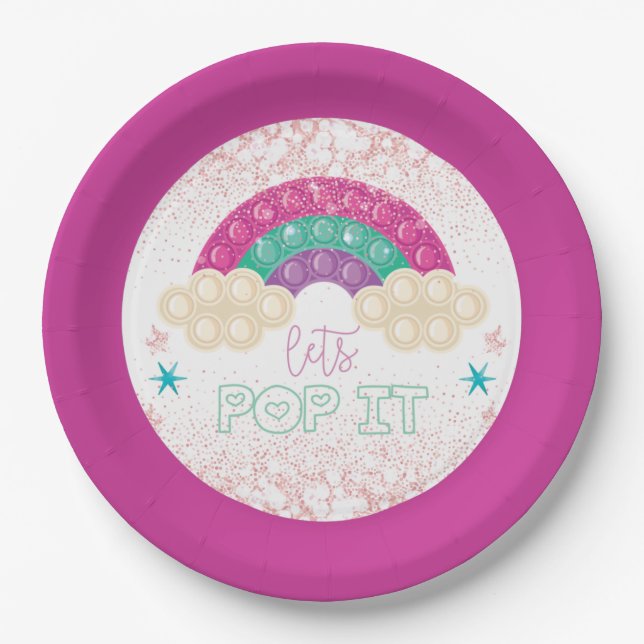 Assiettes En Carton Pop It Anniversaire Arc-en-ciel (Devant)