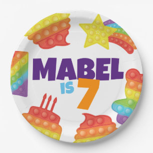 Assiettes En Carton Pop It !   Anniversaire arc-en-ciel