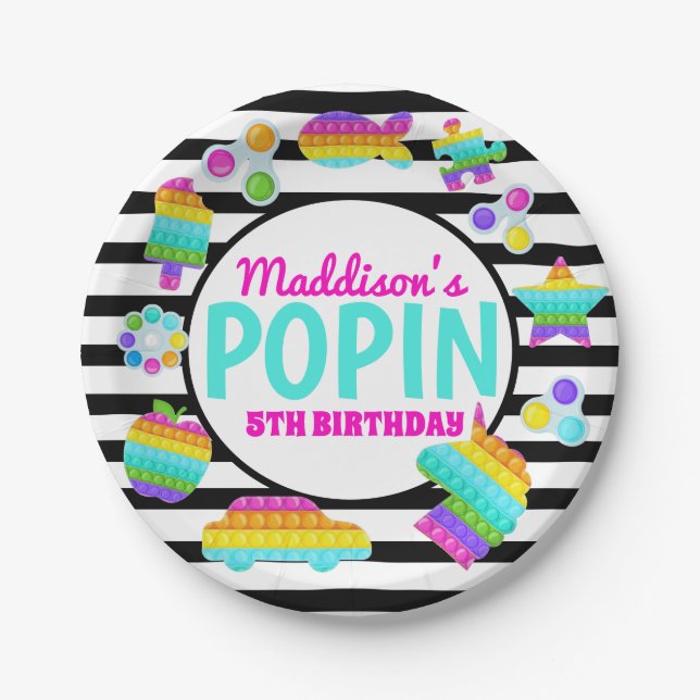 Assiettes En Carton Pop It Birthday Invitation, Pop Fidget Invitation, (Devant)