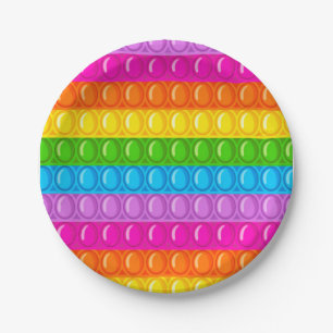 Assiettes En Carton Pop it Pastel Rainbow Girl Anniversaire