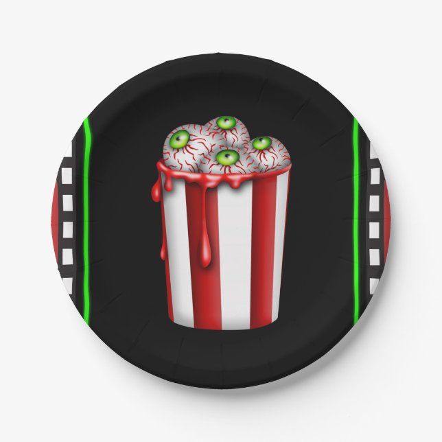 Assiettes En Carton Popcorn Eyeball Halloween Fright Night Party (Devant)
