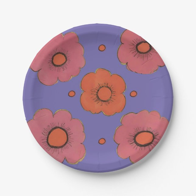 Assiettes En Carton Poppies Afro (Devant)