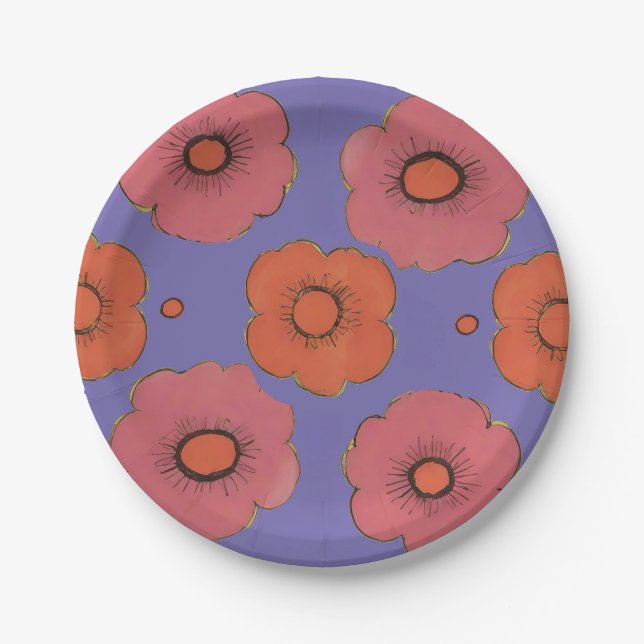 Assiettes En Carton Poppies Afro (Devant)