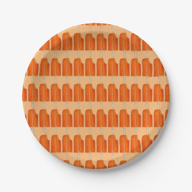 Assiettes En Carton Popsicle de crème glacée orange n'Crème (Devant)