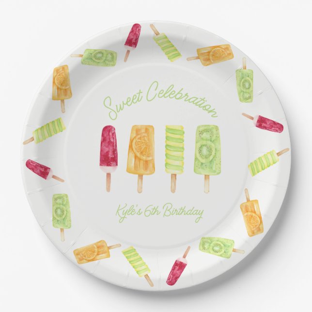 Assiettes En Carton Popsicle fête d'été (Devant)