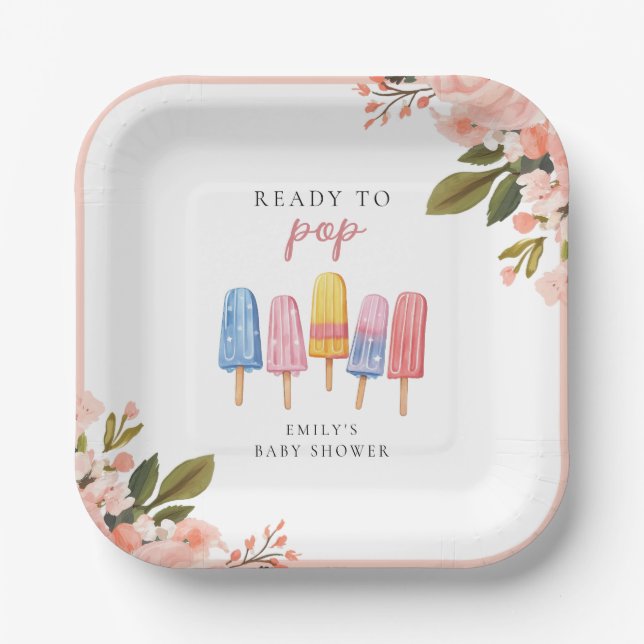 Assiettes En Carton Popsicle Prêt à Pop Baby shower (Recto)