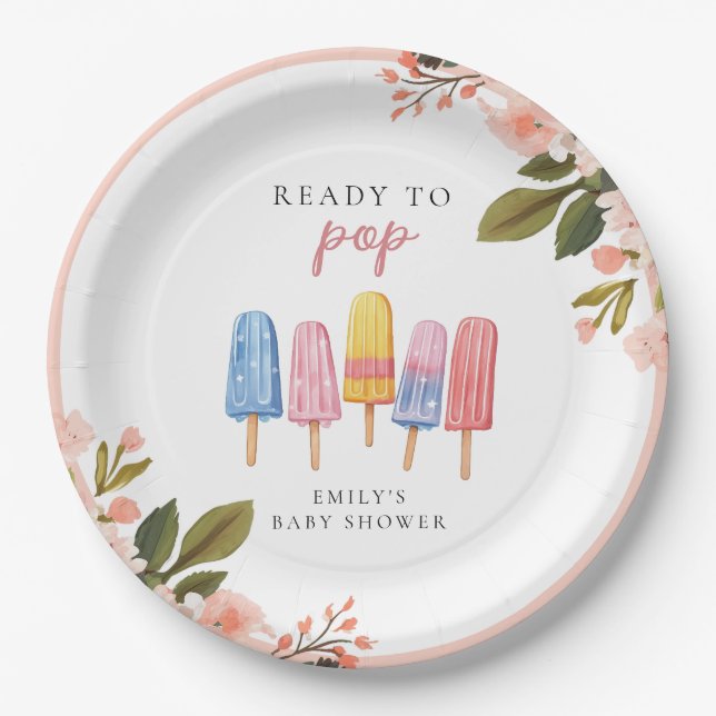 Assiettes En Carton Popsicle Prêt à Pop Baby shower (Devant)