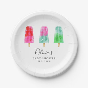 Assiettes En Carton Popsicle thème Baby shower d'été
