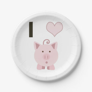 Assiettes En Carton Porcs mignons Desgin de coeur d'I