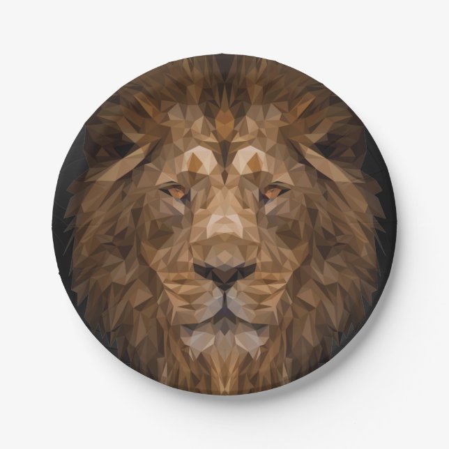 Assiettes En Carton Portrait de lion géométrique (Devant)