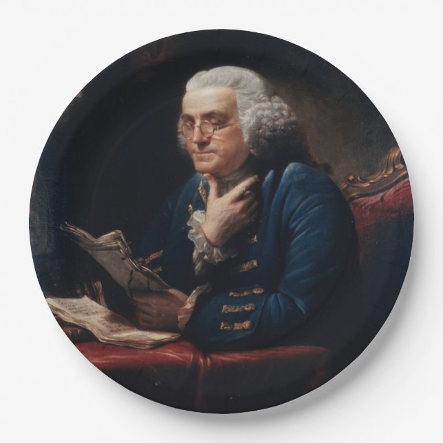 Assiettes En Carton Portrait de pouce, Benjamin Franklin Père fondateu (Devant)