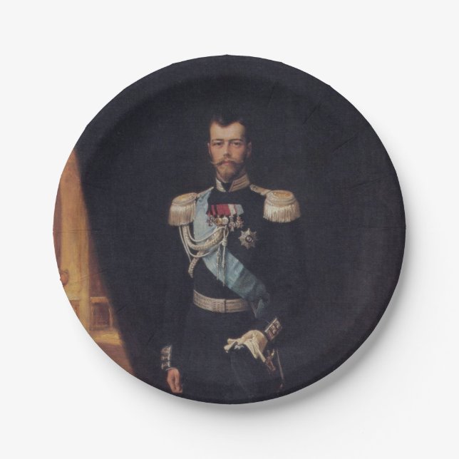 Assiettes En Carton Portrait du tsar Nicholas II (par Albert Edelfeel) (Devant)