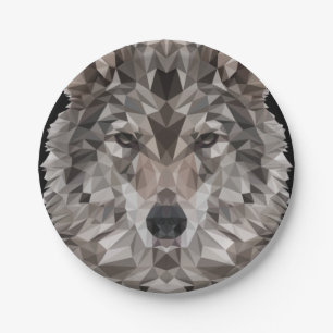 Assiettes En Carton Portrait géométrique Wolf Lone