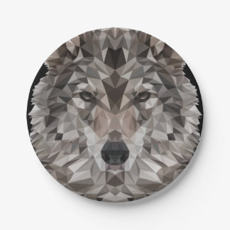 Assiettes En Carton Portrait géométrique Wolf Lone