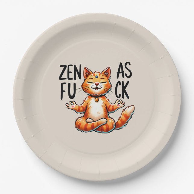 Assiettes En Carton Pose de Yoga de chat - Zen (Devant)