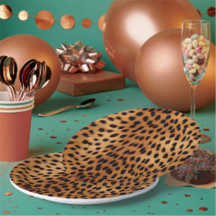 Assiettes En Carton Poster de animal Cheetah Brown et noir
