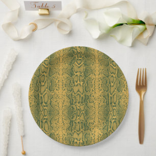 Assiettes En Carton Poster de animal de peau de serpent vert jaune