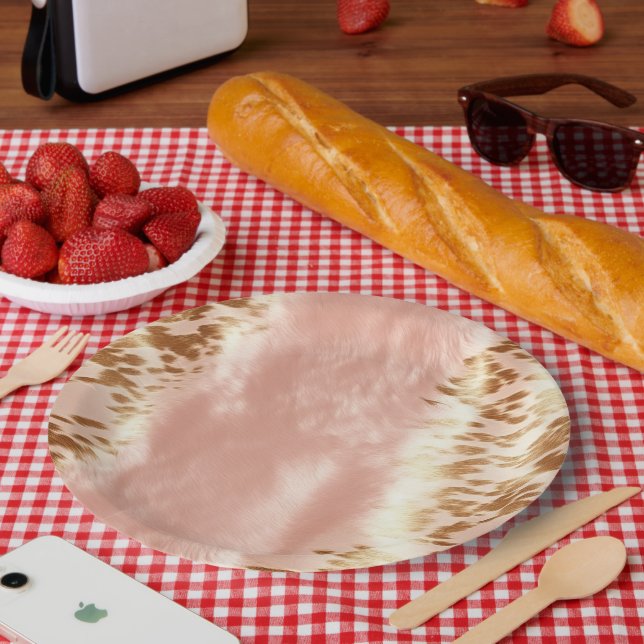 Assiettes En Carton Poster de animal de vache rose (Pique-nique)