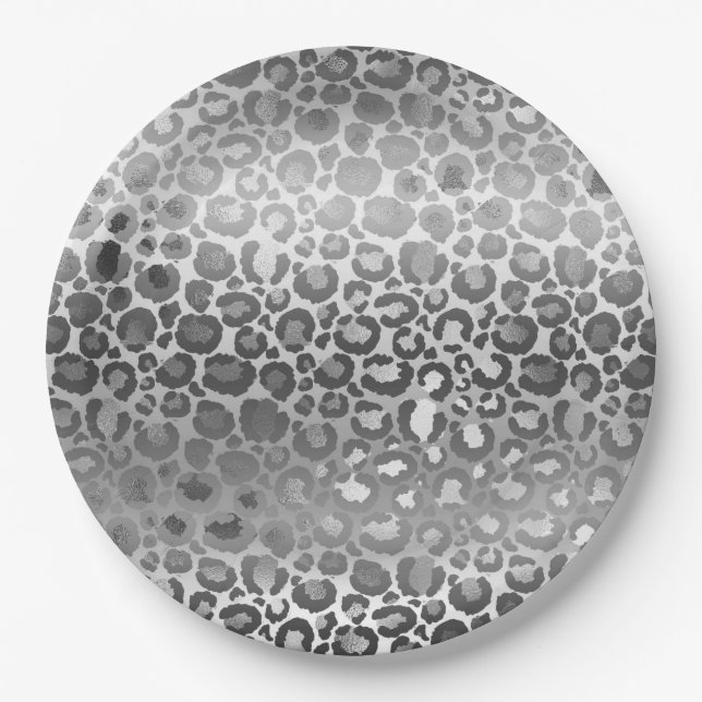 Assiettes En Carton Poster de animal Silver Glam Leopard (Devant)
