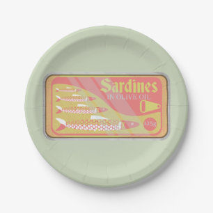 Assiettes En Carton Poster Retro Sardines