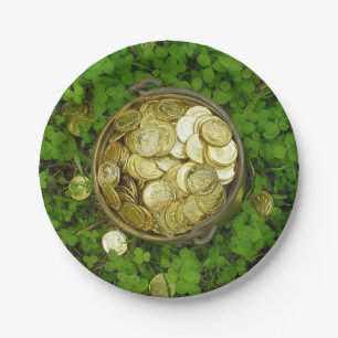 Assiettes En Carton Pot magique d'or avec Shamrocks!
