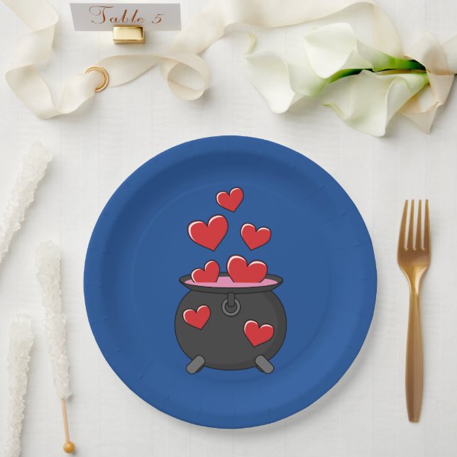Assiettes En Carton Potion d'amour des coeurs (Mariage)