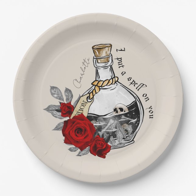 Assiettes En Carton Potion d'amour sorcière gothique (Devant)