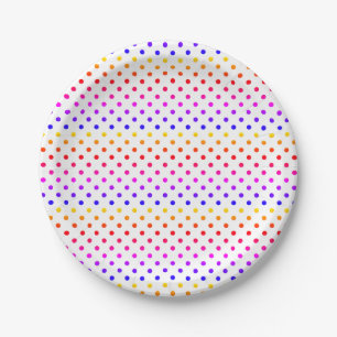 Assiettes En Carton Pots Polka   points jaunes violets bleus