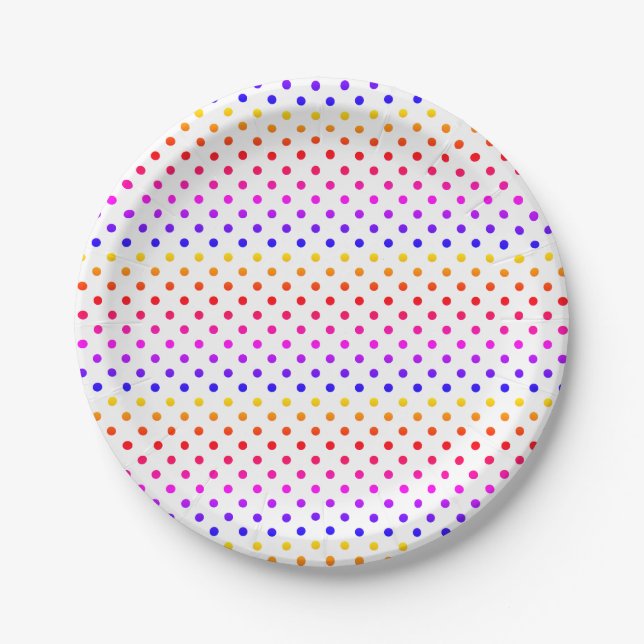 Assiettes En Carton Pots Polka | points jaunes violets bleus (Devant)