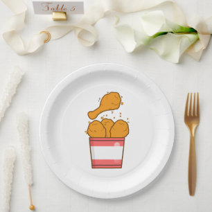 Assiettes En Carton Poulet frit avec seau