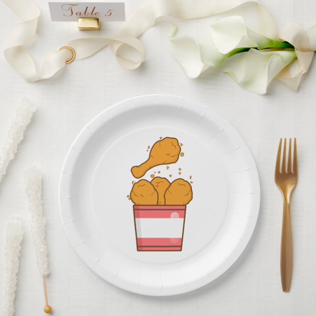 Assiettes En Carton Poulet frit avec seau (Mariage)